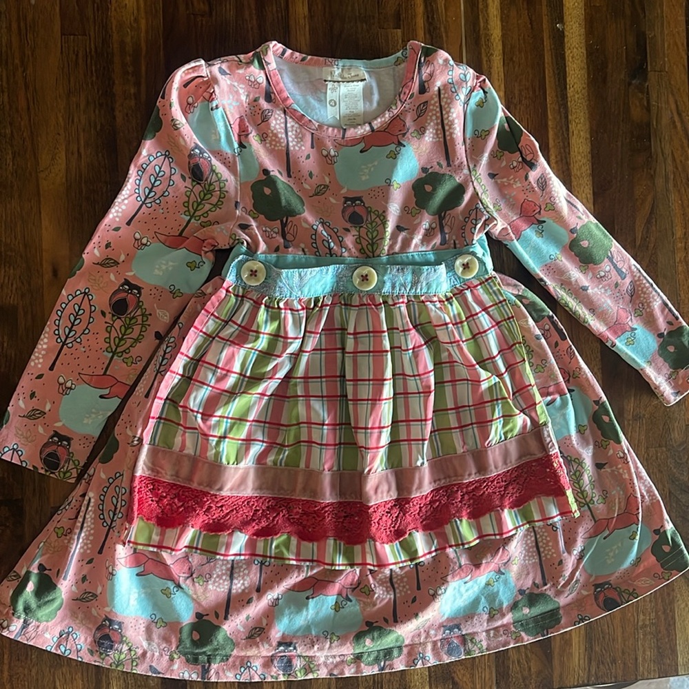 Woodland creature apron dress